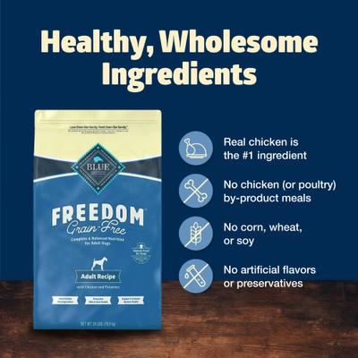 Show full view: Blue Buffalo Freedom Complete & Balanced Nutrition Adult Grain-Free Chicken & Potatoes Dry Dog Food, 11-lb bag slide 6 of 11