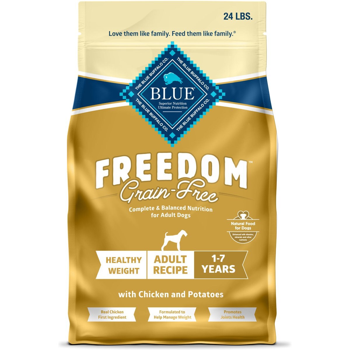 Blue Buffalo Freedom Healthy Weight Chicken Adult Dry Dog Food, 24-lb