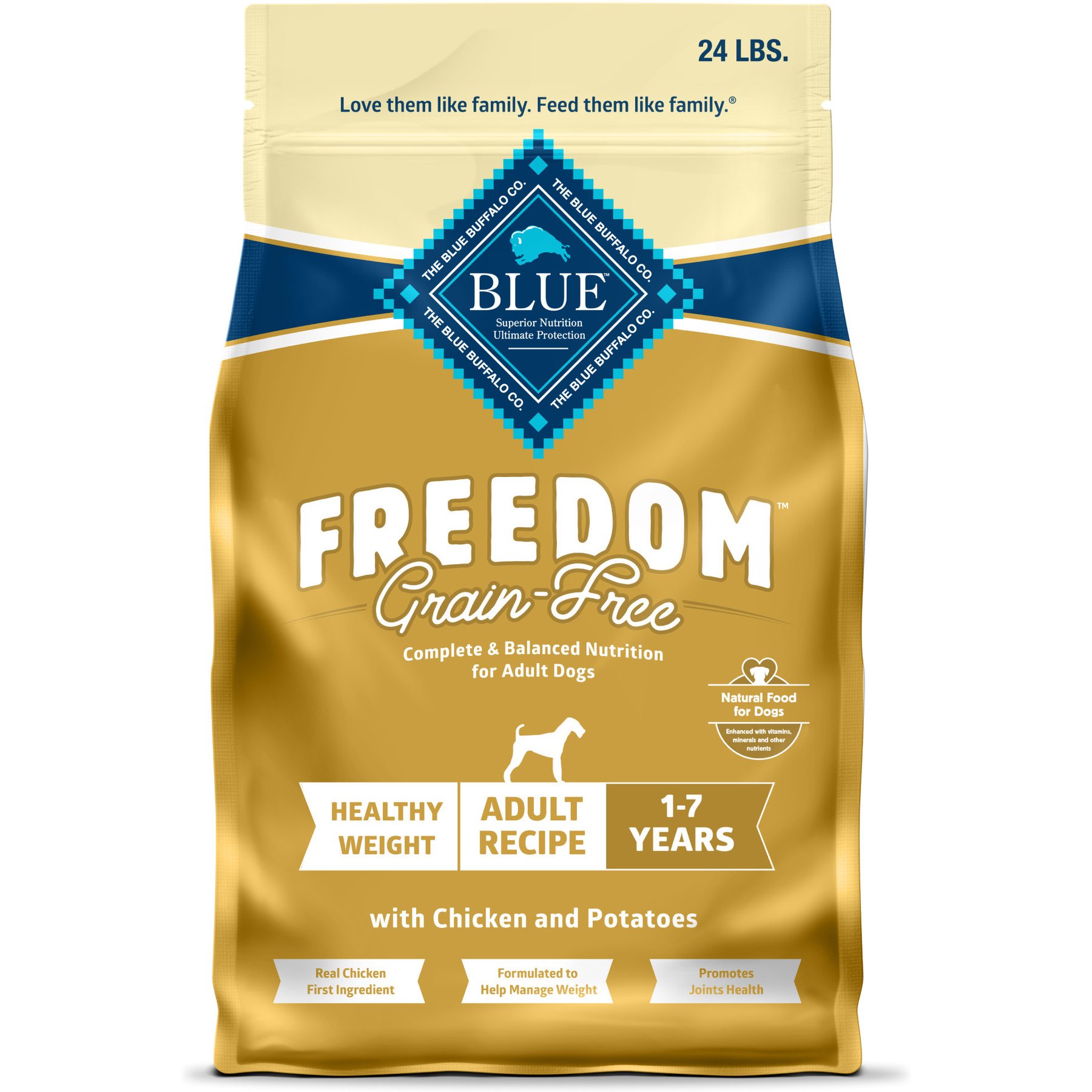 Blue Buffalo Freedom Healthy Weight Chicken Adult Dry Dog Food, 24-lb