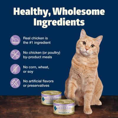 Show full view: Blue Buffalo Freedom Indoor Adult Chicken Recipe Grain-Free Canned Cat Food, 5.5-oz, case of 24 slide 7 of 12