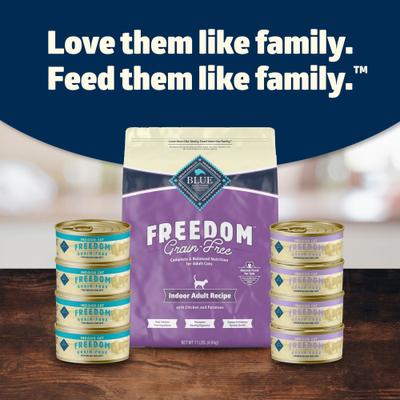 Show full view: Blue Buffalo Freedom Indoor Adult Chicken Recipe Grain-Free Canned Cat Food, 5.5-oz, case of 24 slide 10 of 12