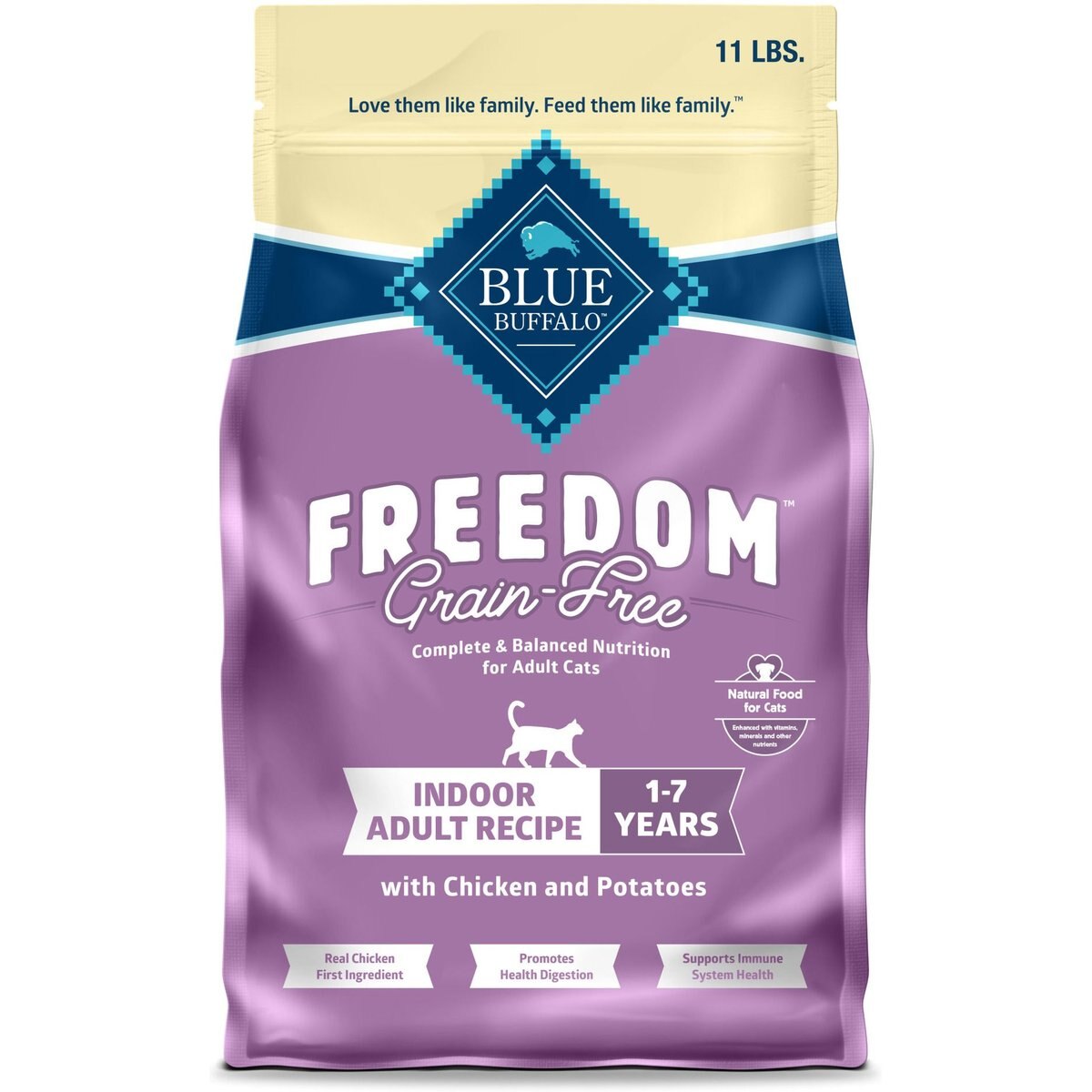 Blue Buffalo Freedom Chicken Grain-Free Indoor Cat Dry Food, 11 lb