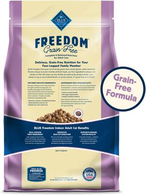 Show full view: Blue Buffalo Freedom Indoor Adult Chicken Recipe Grain-Free Dry Cat Food, 5-lb bag slide 3 of 12