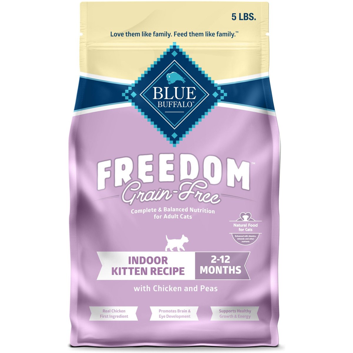 Blue Buffalo Freedom Chicken Recipe Indoor Kitten Dry Cat Food, 5-lb
