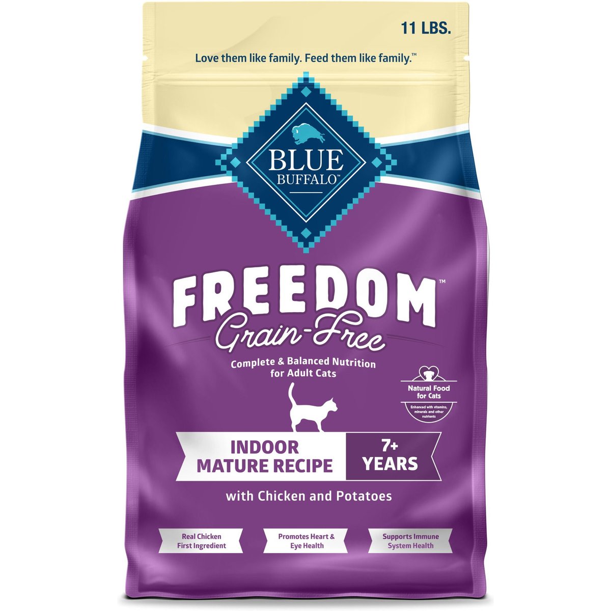 Blue Buffalo Freedom Chicken Recipe Indoor Mature Cat Food, 11-lb