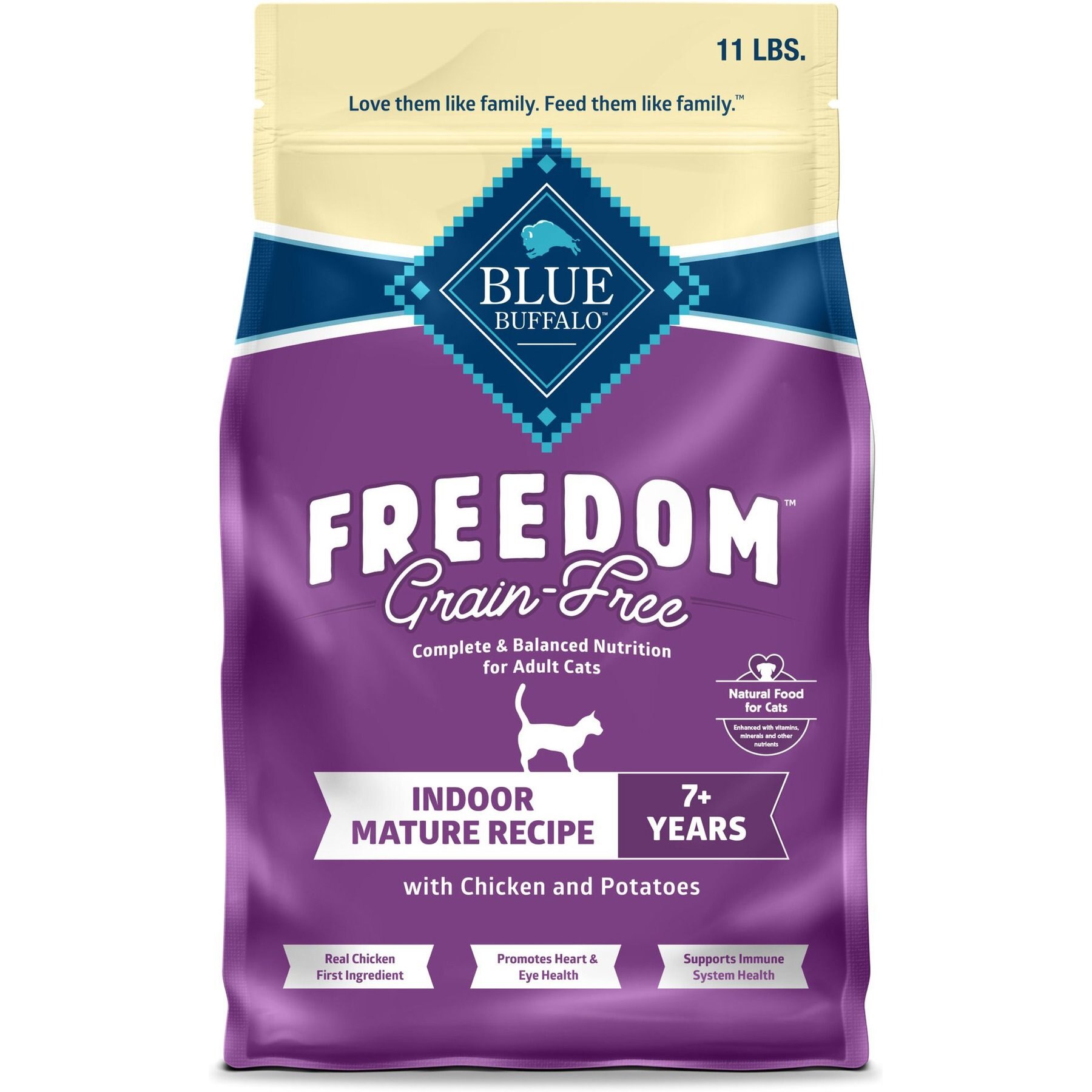 Blue Buffalo Freedom Chicken Recipe Indoor Mature Cat Food, 11-lb