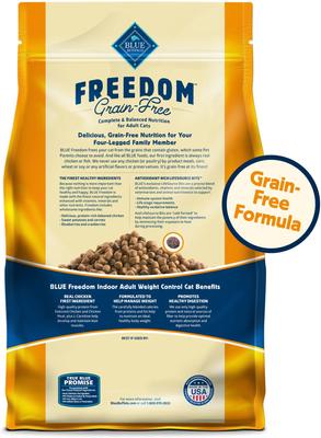 Show full view: Blue Buffalo Freedom Indoor Weight Control Chicken Recipe Grain-Free Dry Cat Food, 11-lb bag slide 3 of 12