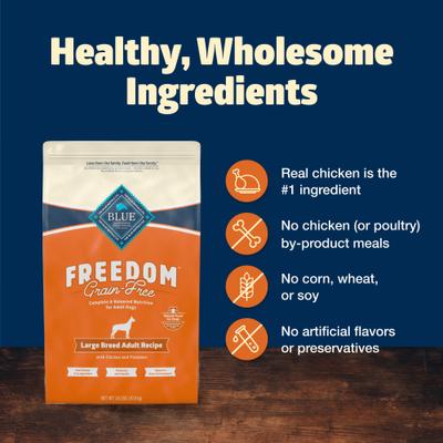 Show full view: Blue Buffalo Freedom Large Breed Grain-Free Chicken & Potatoes Dry Dog Food, 24-lb bag slide 6 of 11