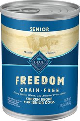 Blue Buffalo Freedom Senior Chicken Recipe Grain-Free Canned Dog Food, 12.5-oz, case of 12
