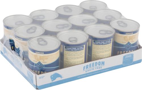 Show full view: Blue Buffalo Freedom Senior Chicken Recipe Grain-Free Canned Dog Food, 12.5-oz, case of 12 slide 3 of 10