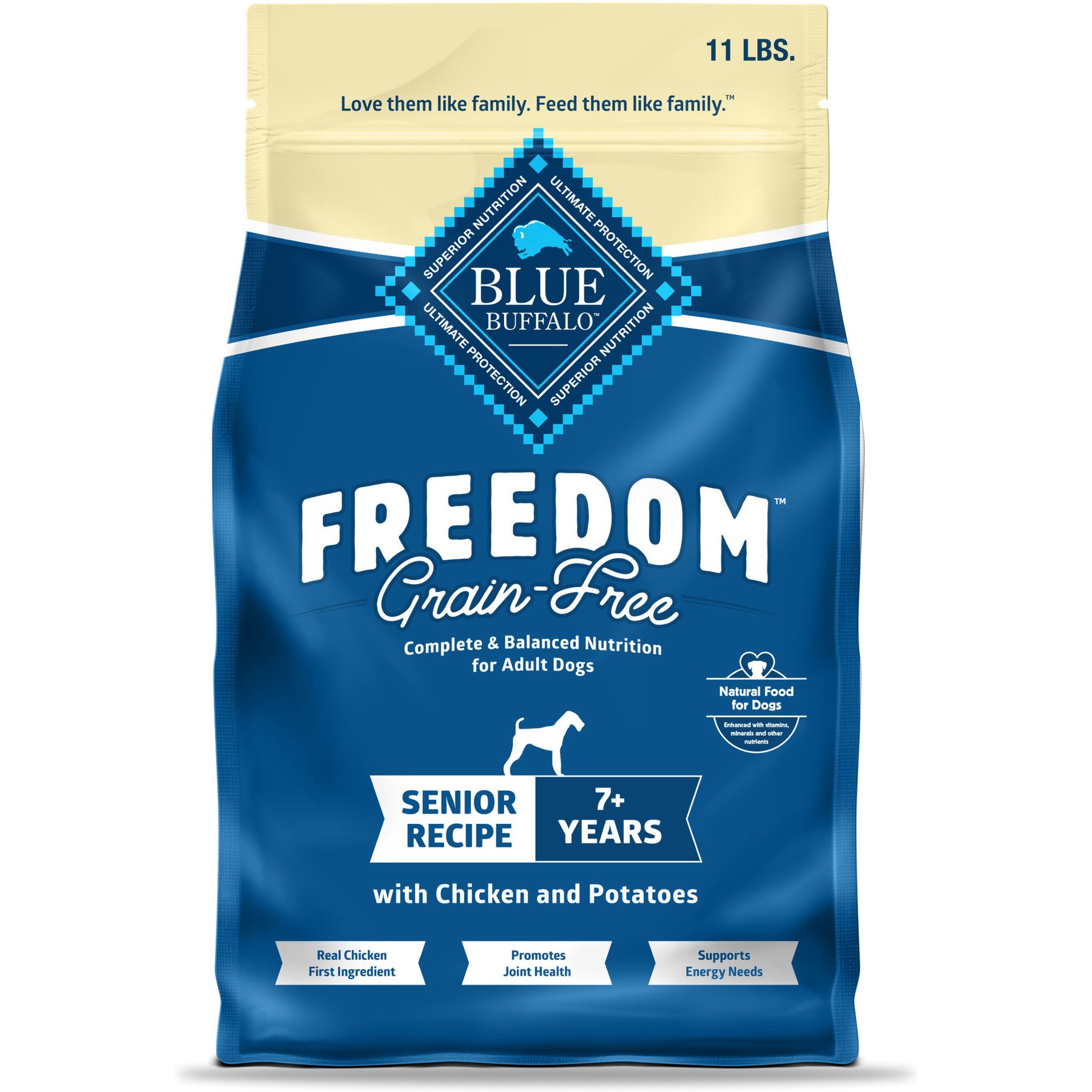 Blue Buffalo Freedom Chicken Grain-Free Senior Dry Dog Food, 11-lb bag