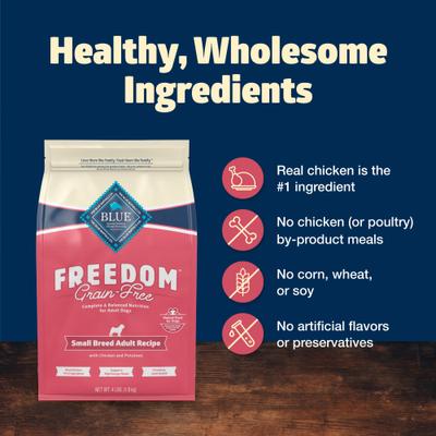 Show full view: Blue Buffalo Freedom Small Breed Grain-Free Chicken & Potatoes Dry Dog Food, 4-lb bag slide 6 of 11