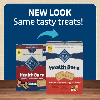 Show full view: Blue Buffalo Health Bars Baked with Bacon, Egg & Cheese Dog Treats, 3.5-lb box, bundle of 2 slide 3 of 11