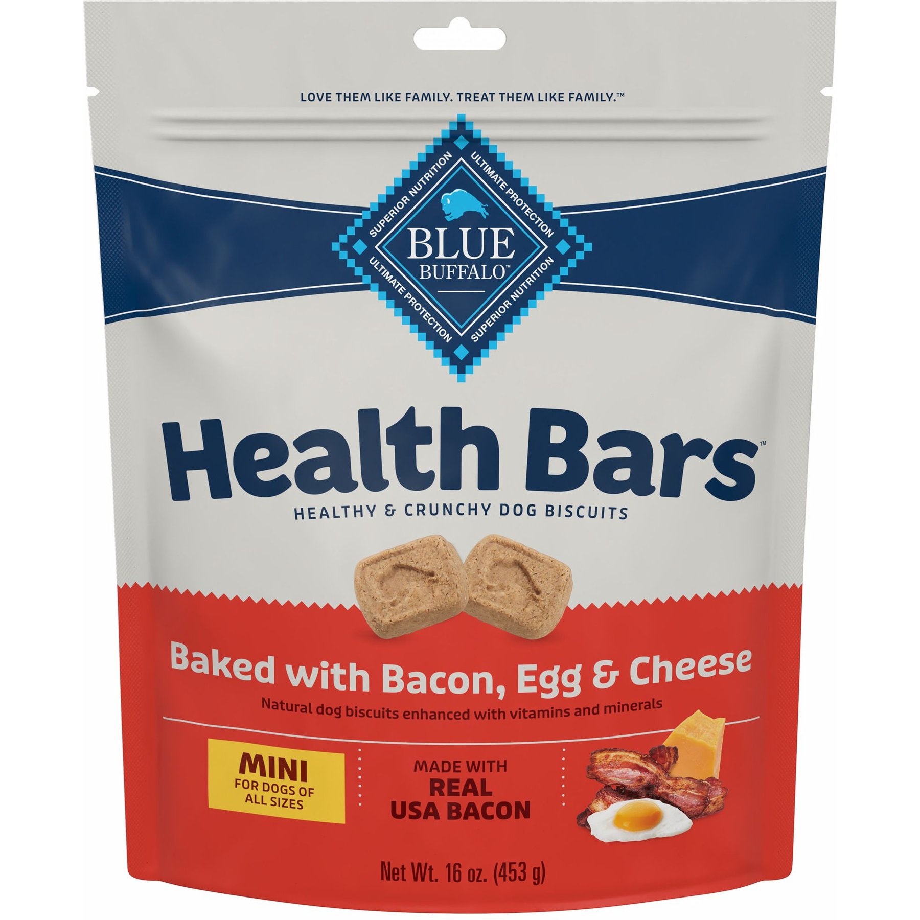 Blue Buffalo Health Bars Bacon, Egg & Cheese Mini Dog Treats, 1-lb bag