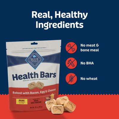 Show full view: Blue Buffalo Health Bars Bacon, Egg & Cheese Mini Dog Treats, 1-lb bag slide 8 of 11
