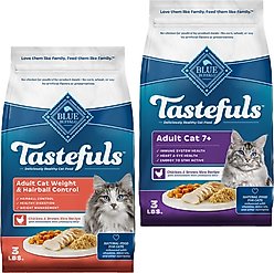 Blue Buffalo Healthy Aging Chicken & Brown Rice Recipe + Indoor Hairball & Weight Control Chicken & Brown Rice Recipe Dry Cat Food