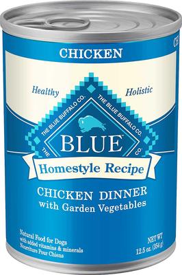 Show full view: Blue Buffalo Homestyle Recipe Chicken Dinner with Garden Vegetables & Brown Rice + Beef Dinner with Garden Vegetables & Sweet Potatoes Canned Dog Food slide 2 of 9