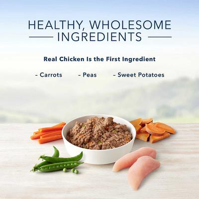 Show full view: Blue Buffalo Homestyle Recipe Chicken Dinner with Garden Vegetables & Brown Rice + Beef Dinner with Garden Vegetables & Sweet Potatoes Canned Dog Food slide 4 of 9