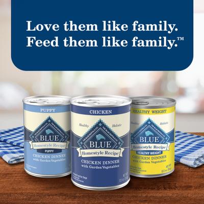 Show full view: Blue Buffalo Homestyle Recipe Chicken Dinner with Garden Vegetables & Brown Rice Canned Dog Food, 12.5-oz, case of 12 slide 10 of 12