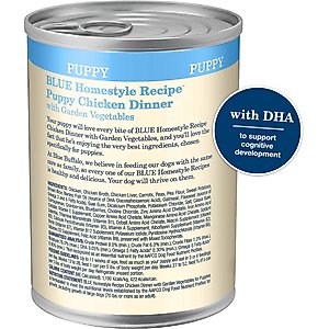 Blue Buffalo Homestyle Recipe Chicken Dinner with Garden Vegetables & Brown Rice Puppy Canned Dog Food, 12.5-oz, case of 12