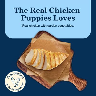 Show full view: Blue Buffalo Homestyle Recipe Chicken Dinner with Garden Vegetables & Brown Rice Puppy Canned Dog Food, 12.5-oz, case of 12 slide 4 of 12