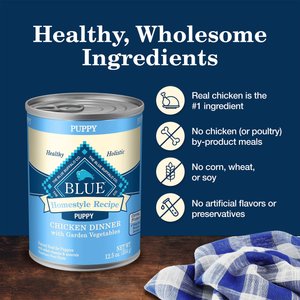 Blue Buffalo Homestyle Recipe Chicken Dinner with Garden Vegetables & Brown Rice Puppy Canned Dog Food, 12.5-oz, case of 12
