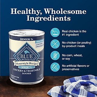Blue Buffalo Homestyle Recipe Chicken Dinner with Garden Vegetables Senior Wet Dog Food, 12.5-oz, case of 12 slide 5 of 8