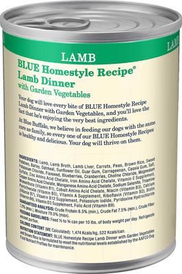 Show full view: Blue Buffalo Homestyle Recipe Lamb Dinner with Garden Vegetables + Beef Dinner with Garden Vegetables & Sweet Potatoes Canned Dog Food slide 3 of 9