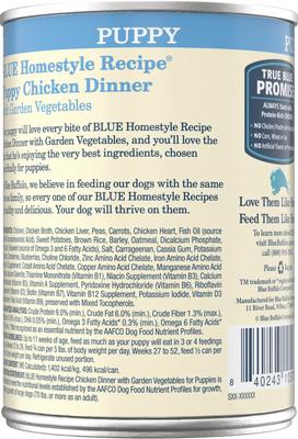 Show full view: Blue Buffalo Homestyle Recipe Puppy Chicken Dinner with Garden Vegetables Canned Food + Life Protection Formula Puppy Chicken & Brown Rice Recipe Dry Dog Food slide 8 of 10
