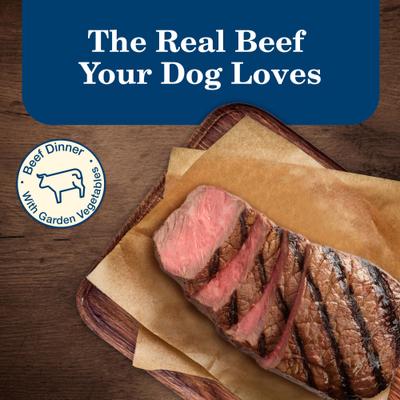 Show full view: Blue Buffalo Homestyle Recipe Senior Natural Ingredients Beef Dinner with Garden Vegetables Canned Wet Dog Food, 12.5-oz can, 12 count slide 4 of 11