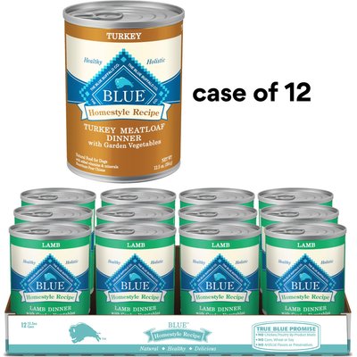 Blue Buffalo Blue Buffalo Homestyle Recipe Turkey Meatloaf Dinner with Garden Vegetables + Lamb Dinner with Garden Vegetables Canned Dog Food