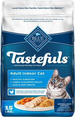 Show full view: Blue Buffalo Indoor Health Chicken & Brown Rice Recipe Adult Dry Food + Bursts with Paw-Licken Chicken Cat Treats slide 6 of 9