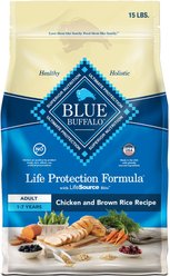 Blue Buffalo Life Protection Formula Adult Chicken & Brown Rice Recipe Dry Dog Food, 15-lb bag
