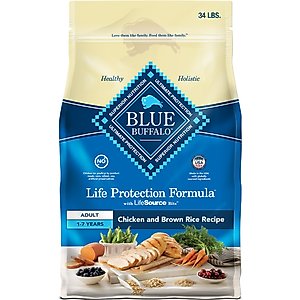 Blue Buffalo Life Protection Formula Adult Chicken & Brown Rice Recipe Dry Dog Food, 34-lb bag
