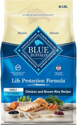 Blue Buffalo Life Protection Formula Adult Chicken & Brown Rice Recipe Dry Food + Health Bars Baked with Bacon, Egg & Cheese Dog Treats slide 2 of 9