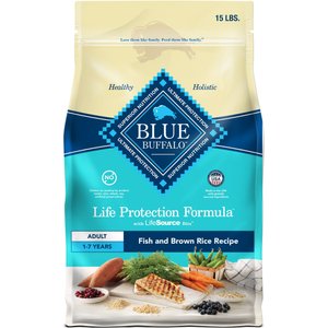 Blue Buffalo Life Protection Formula Adult Fish & Brown Rice Recipe Dry Dog Food, 15-lb bag
