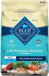 Blue Buffalo Life Protection Formula Adult Fish & Brown Rice Recipe Dry Dog Food, 30-lb bag
