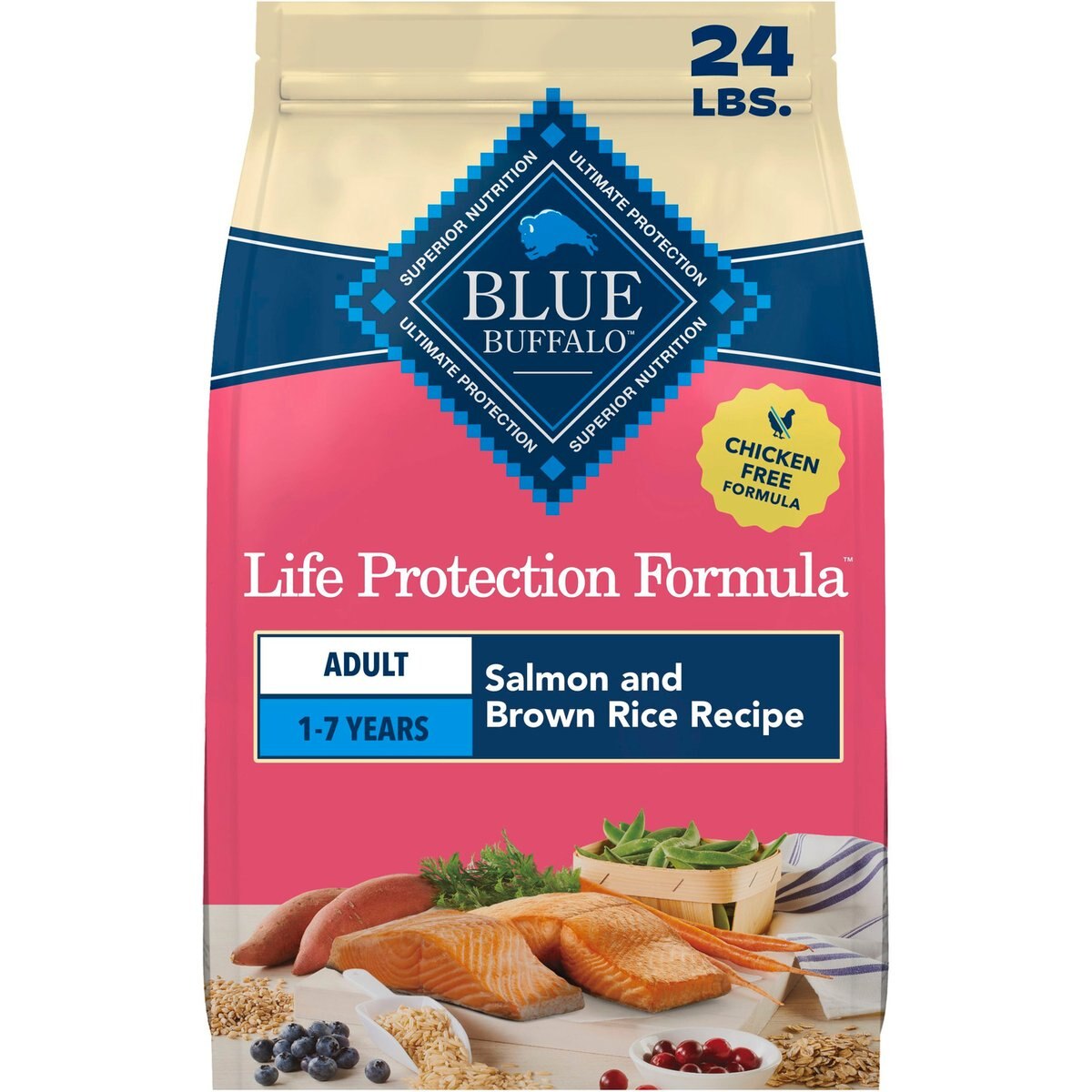 Blue Buffalo Life Protection Formula Adult Salmon & Brown Rice Recipe Dry Dog Food, 24-lb bag