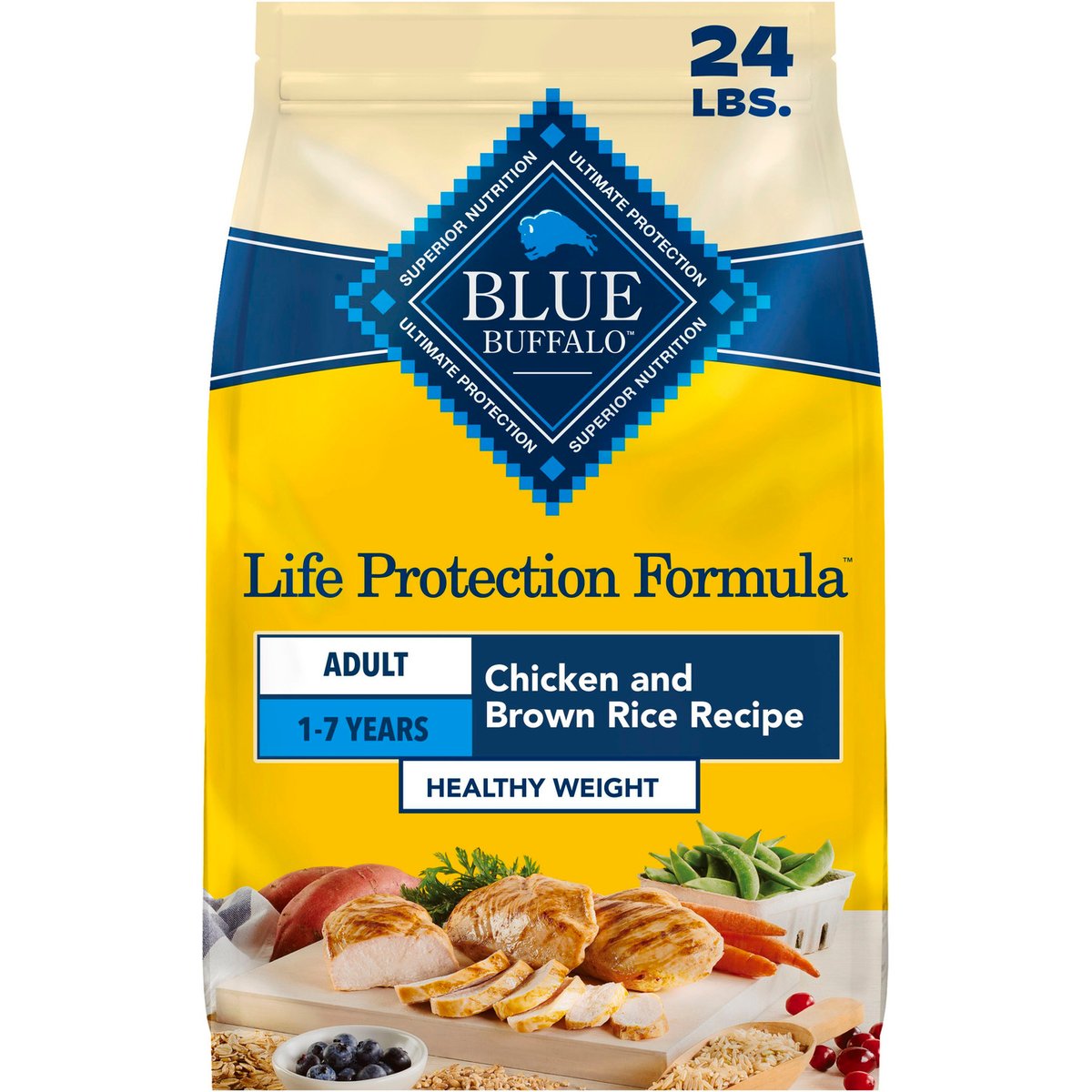 Blue Buffalo Life Protection Formula Healthy Weight Adult Chicken & Brown Rice Recipe Dry Dog Food, 24-lb bag