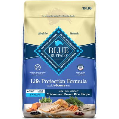 Blue Buffalo Blue Buffalo Chicken & Rice Large Breed Healthy Weight Dog Food, 30 lb