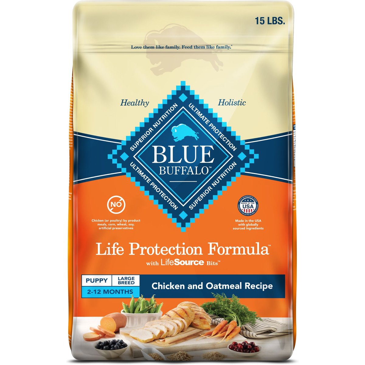 15 lb Blue Buffalo Chicken & Rice Large Breed Puppy Dry Dog Food