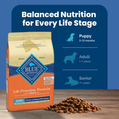Show full view: Blue Buffalo Life Protection Formula Large Breed Puppy Chicken & Brown Rice Recipe Dry Dog Food, 15-lb bag slide 9 of 12