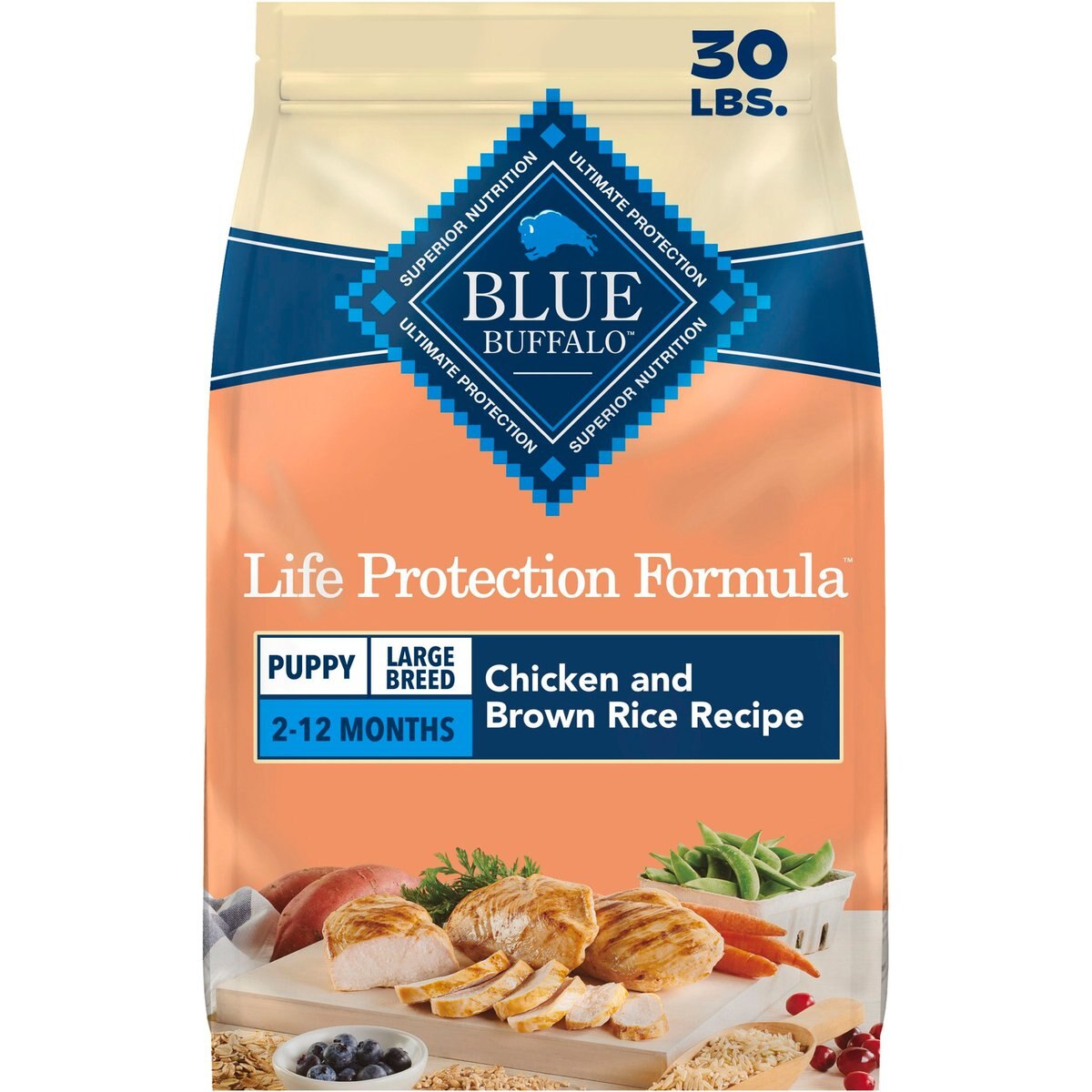 30 lb Blue Buffalo Chicken & Brown Rice Large Breed Puppy Dog Food