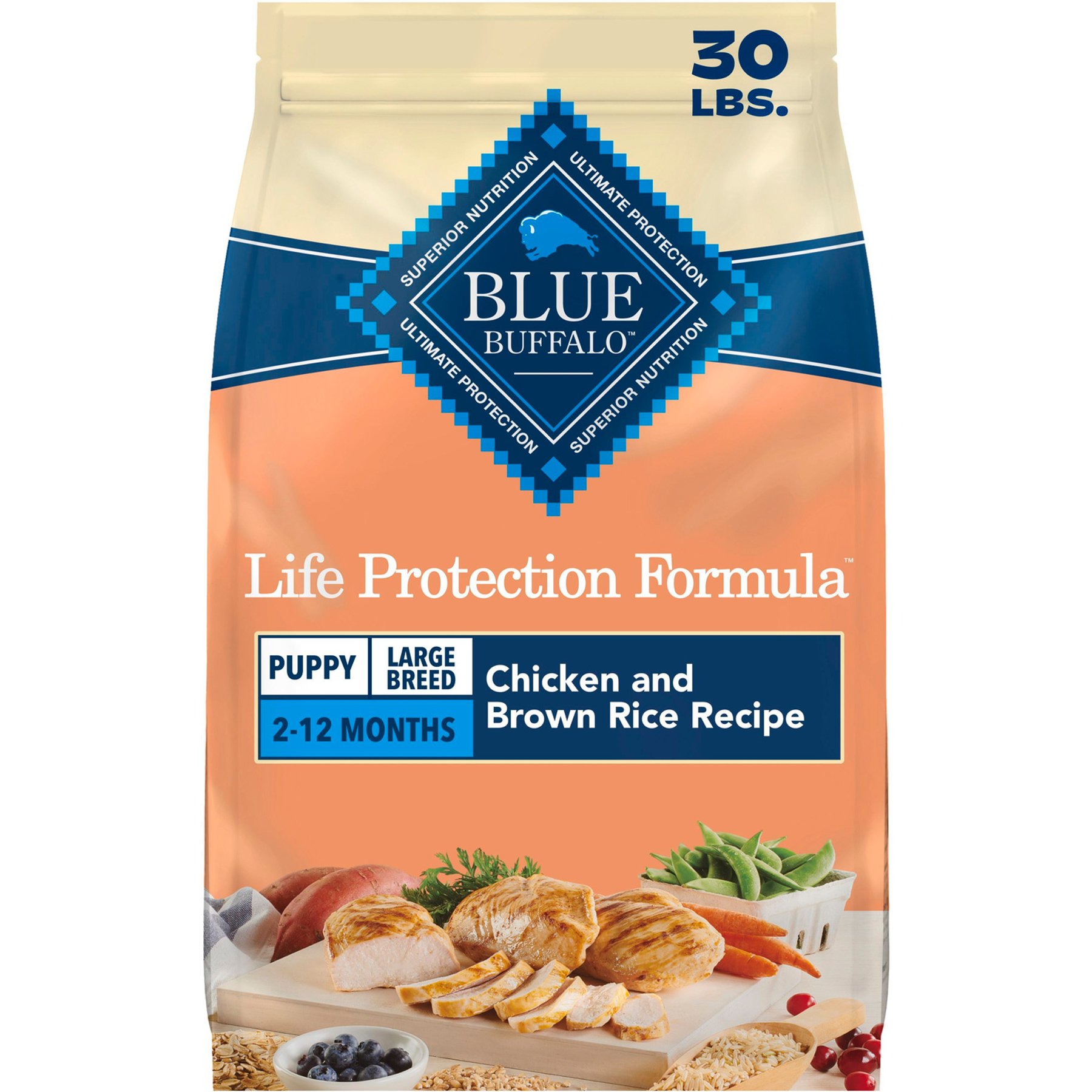 30 lb Blue Buffalo Chicken & Brown Rice Large Breed Puppy Dog Food