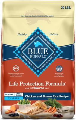 Show full view: Blue Buffalo Life Protection Formula Large Breed Senior Chicken & Brown Rice Recipe Dry Dog Food, 30-lb bag slide 1 of 12