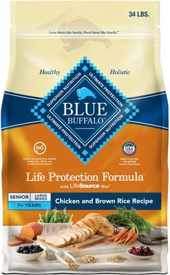 Show full view: Blue Buffalo Life Protection Formula Large Breed Senior Chicken & Brown Rice Recipe Dry Dog Food, 34-lb bag slide 1 of 12