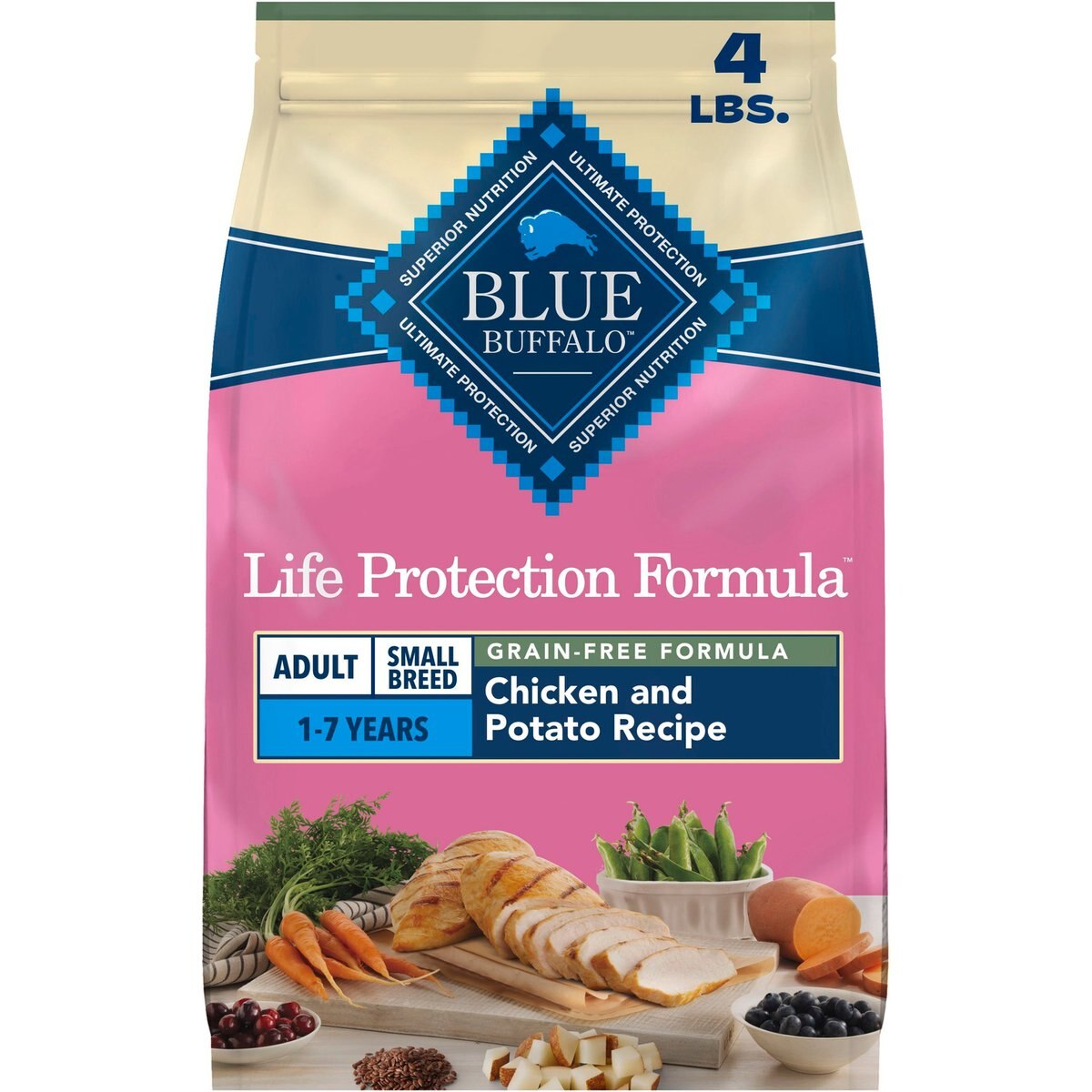 Blue Buffalo Life Protection Formula Natural Grain-Free Chicken & Potatoes Small Breed Dry Dog Food, 4-lb bag