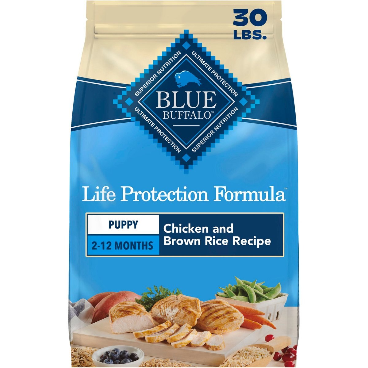 30 lb Blue Buffalo Chicken & Brown Rice Recipe Puppy Dry Dog Food