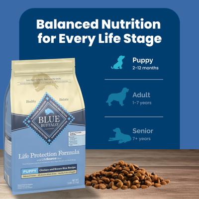 Show full view: Blue Buffalo Life Protection Formula Puppy Chicken & Brown Rice Recipe Dry Dog Food, 5-lb bag slide 9 of 12