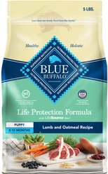 Blue Buffalo Life Protection Formula Puppy Lamb & Oatmeal Recipe Dry Dog Food, 5-lb bag